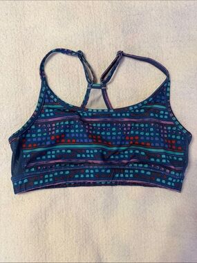 Women’s Printed Strappy Sports Bra - Navy Blue